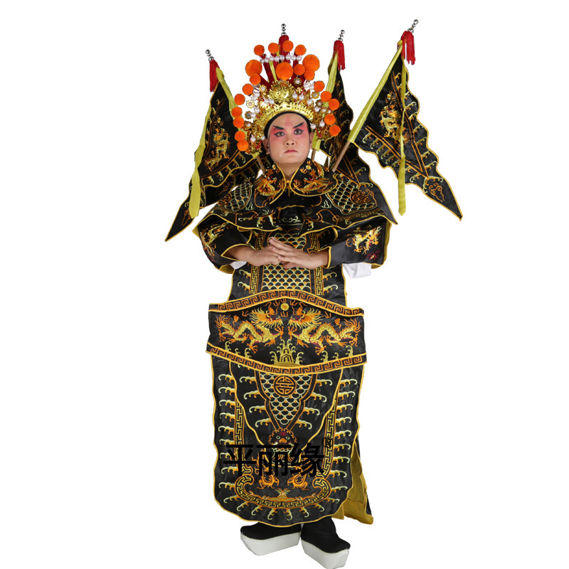 戏曲男靠 京剧豫剧戏剧武生武将将巾戏服服装小生男大靠靠旗