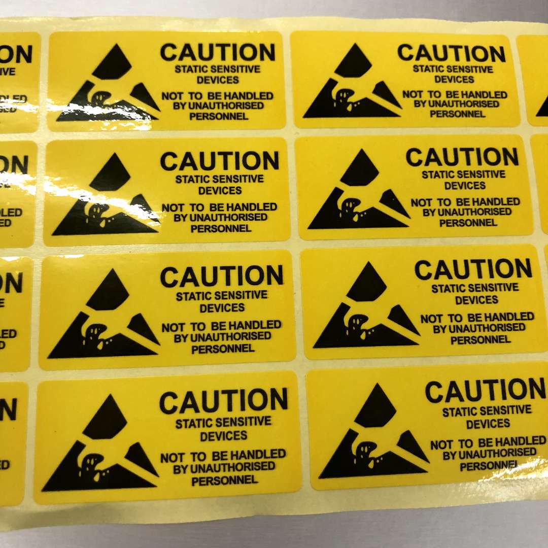 现货防静电标贴黄色警示标签防静电标识不干胶贴纸印刷商标