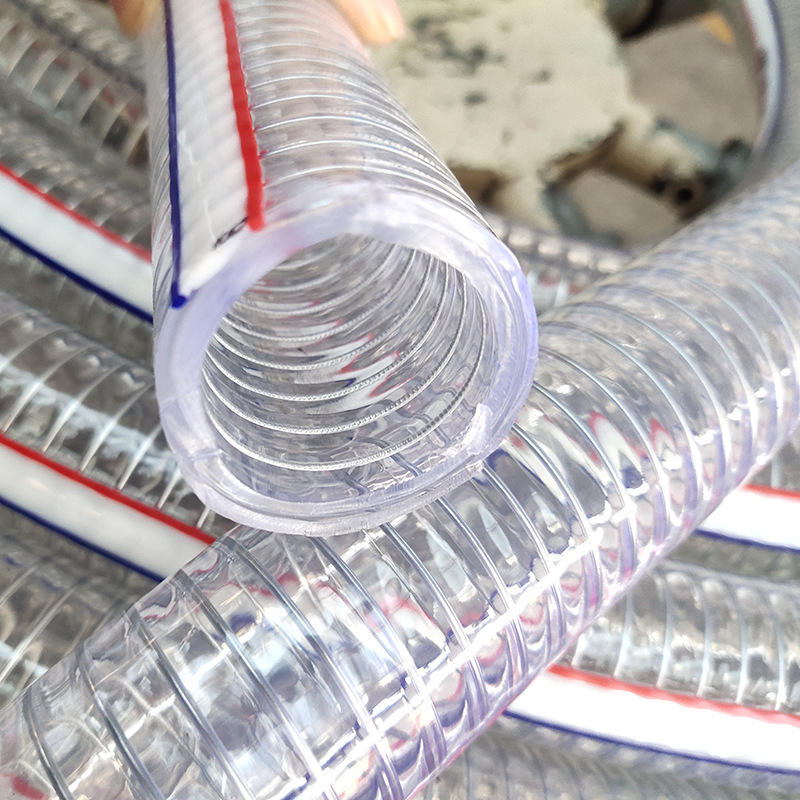 油泵抽油PVC钢丝增强软管 加厚耐压螺旋钢丝管 透明钢丝软管1寸