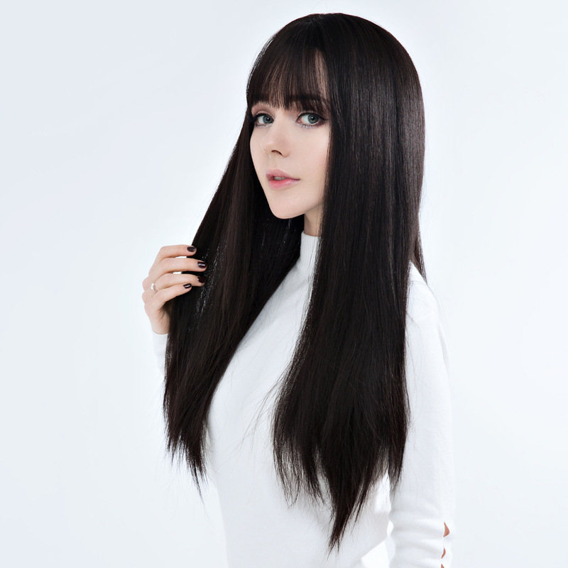 假发女中长发黑长直发自然逼真假头套汉服全头套式古风假发套头发