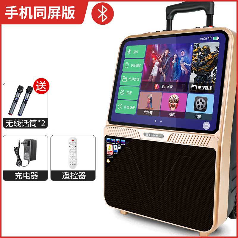 Jinzheng Square Dance Audio Display Screen with Wireless Microphone Mobile Bluetooth Outdoor Pull Rod Speaker Box Video Audio