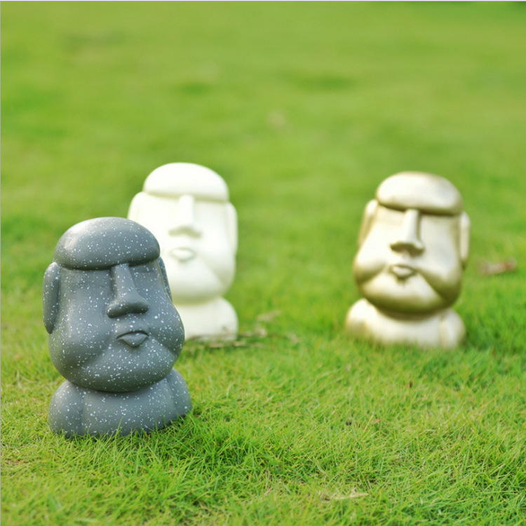 复活岛摩艾涂鸦储钱罐创意石像人嘟嘟嘴可爱表情硬币存钱罐摆件