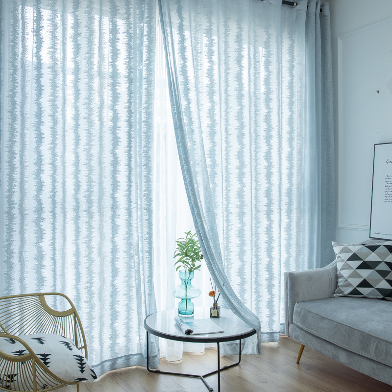 北欧简约现代窗帘窗纱提花镂空透光纱帘阳台卧室客厅飘窗定制成品