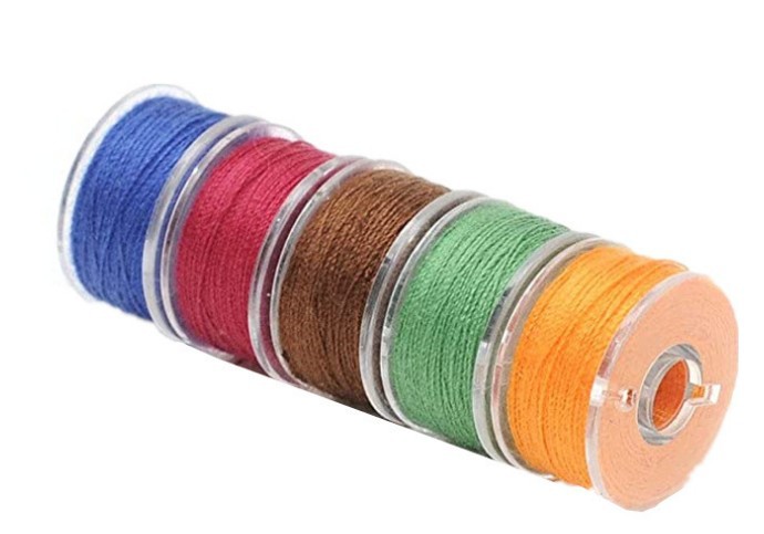 30 Colors Rainbow Color Thread Plastic Cop Latch Pre-Stitched Winding Thread 60wt Embroidery Thread