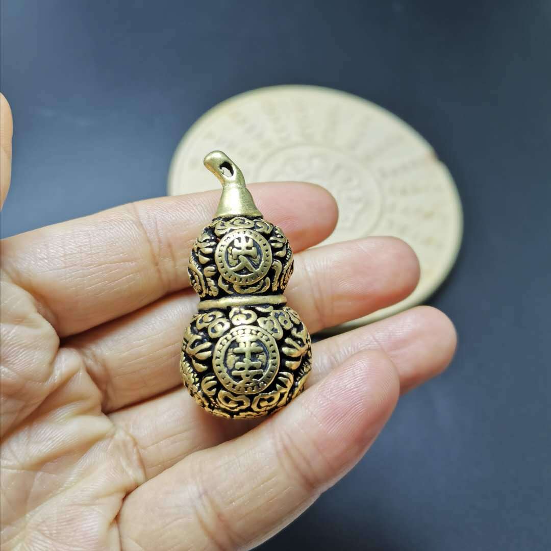 厂供黄铜吉祥葫芦 镂空复古吉祥如意铜葫芦钥匙扣配件葫芦挂件
