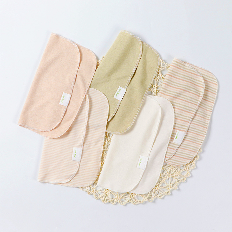 Baby's Non-Printing and Dyeing Organic Colored Cotton Small Square Towel Baby Face Wiping Nose Handkerchief Baby's Pure Cotton Saliva Towel 5 Pack