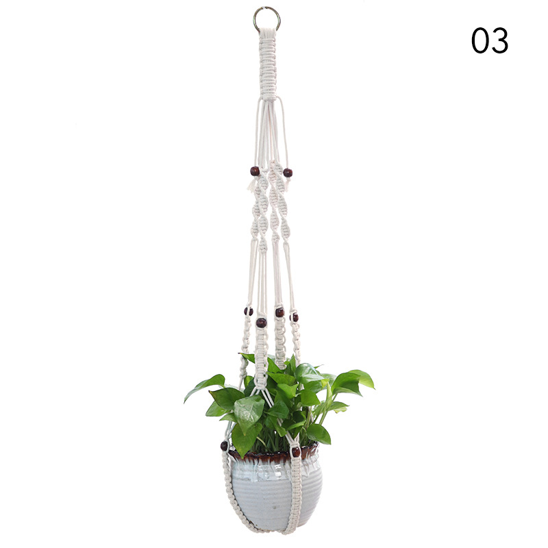 Handmade Woven Flower Pot Hanging Basket Home Greening Decorative Flower Pot Net Pocket Thick Rope Cradle and Flower Pot