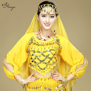 厂家直销新款特价肚皮舞印度舞舞台演出服装亮片长袖上装一件起批