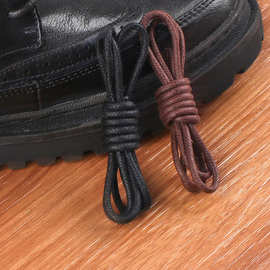 现货涤棉防水圆形鞋带 休闲皮鞋马丁靴黑色细打蜡鞋带