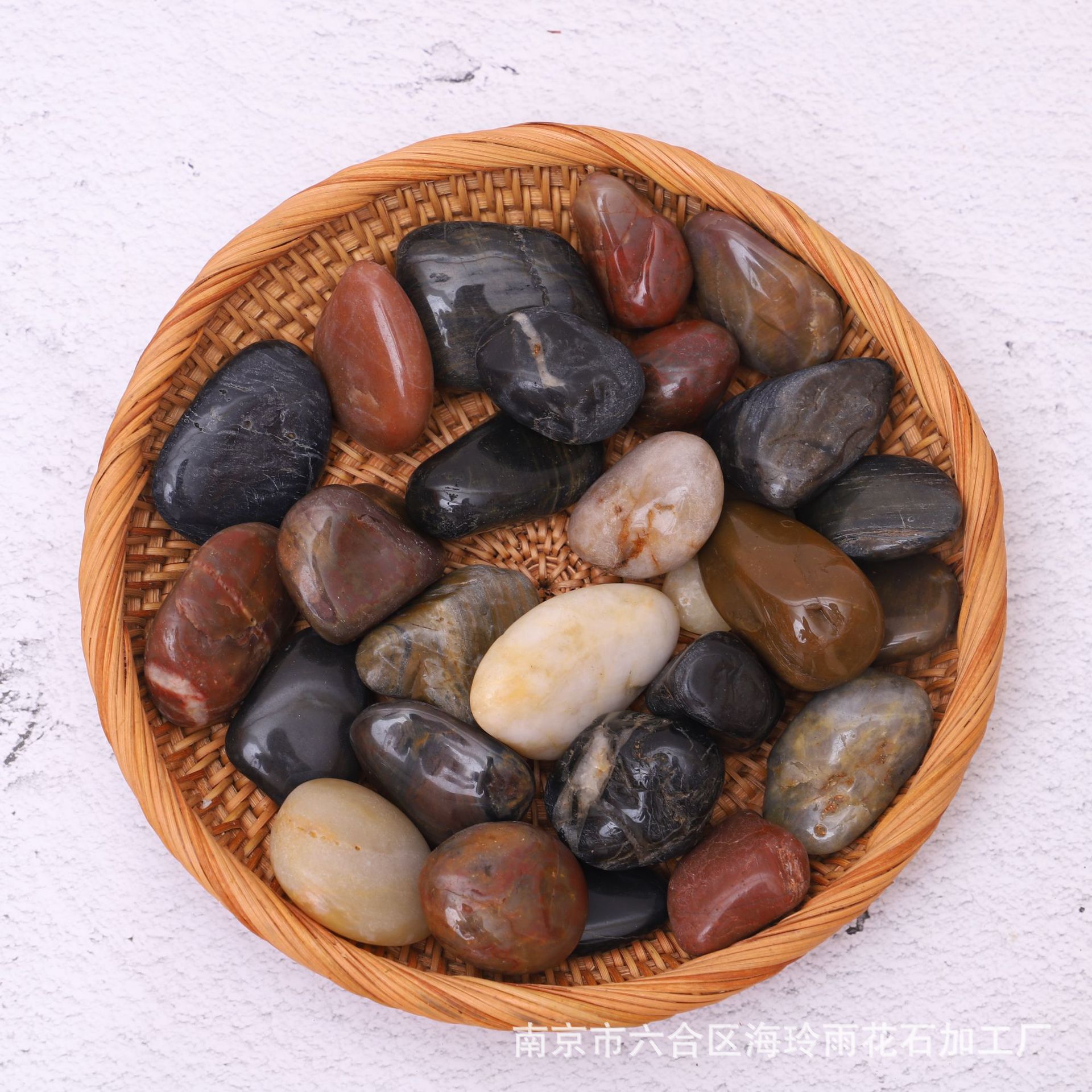 厂家五彩雨花石绿植盆景造型用途杂色彩色雨花石五彩抛光