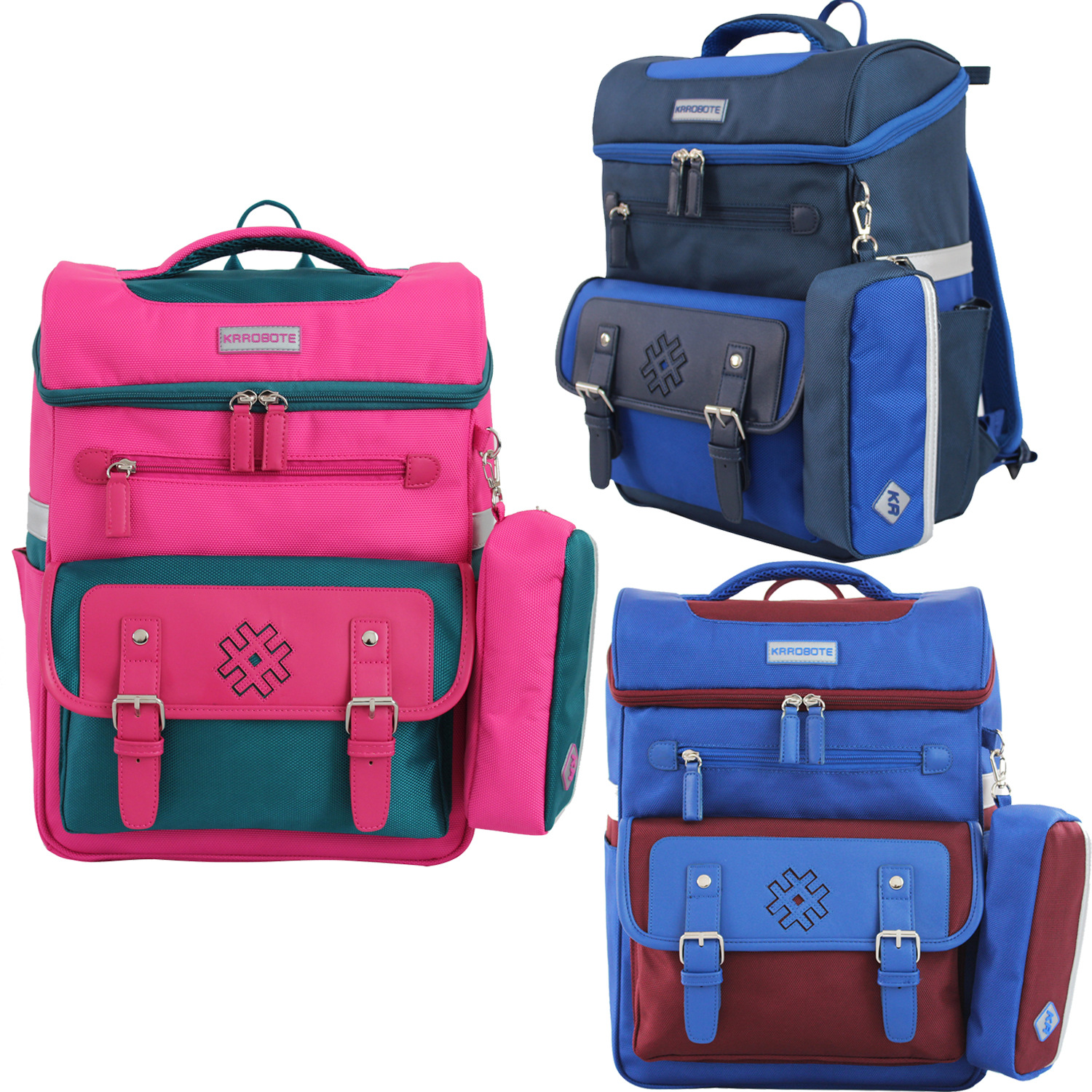 韩版krrobote时尚儿童双肩学生书包减负多功能大容量简约校园潮