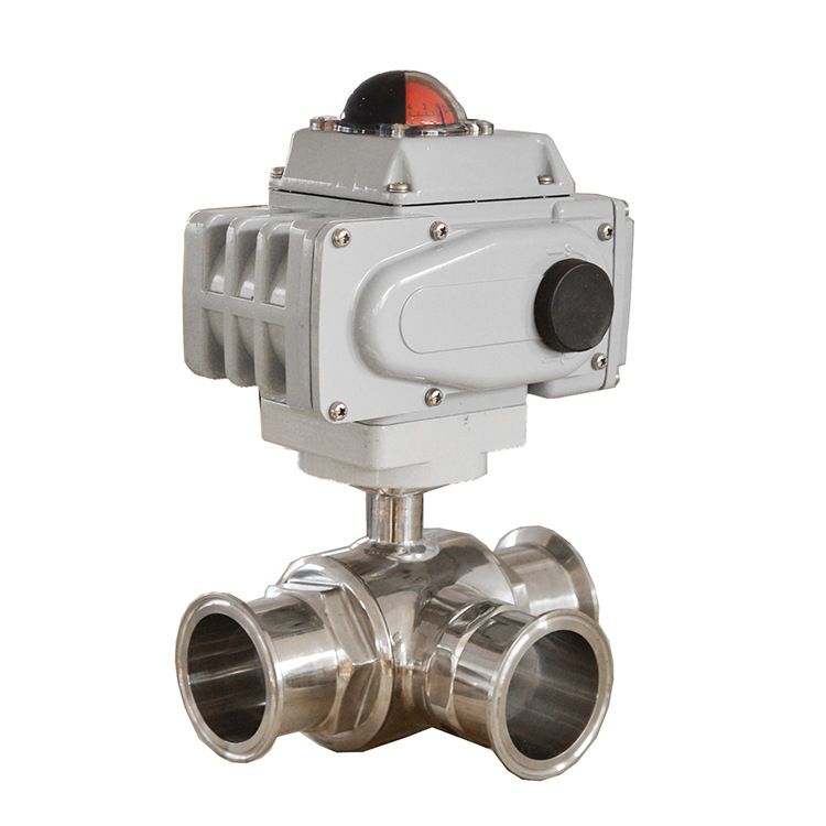 供应pov卫生型电动三通阀 阀体抛光304/316l材质 三通t型/三通l型