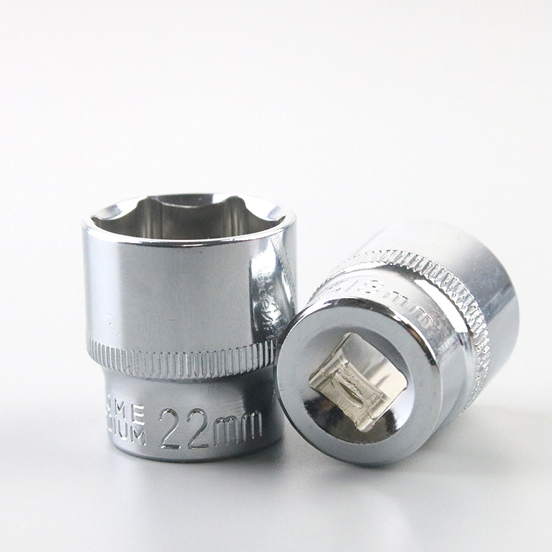 3/8中飞6-22mm镜面短套筒头公制铬钒钢汽修六角套管棘轮扳手配件