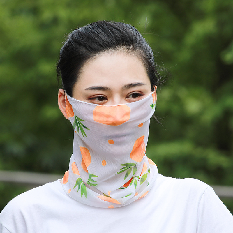厂家直销女士夏季防晒面纱冰丝面罩花样百搭防尘遮面超薄透气口罩