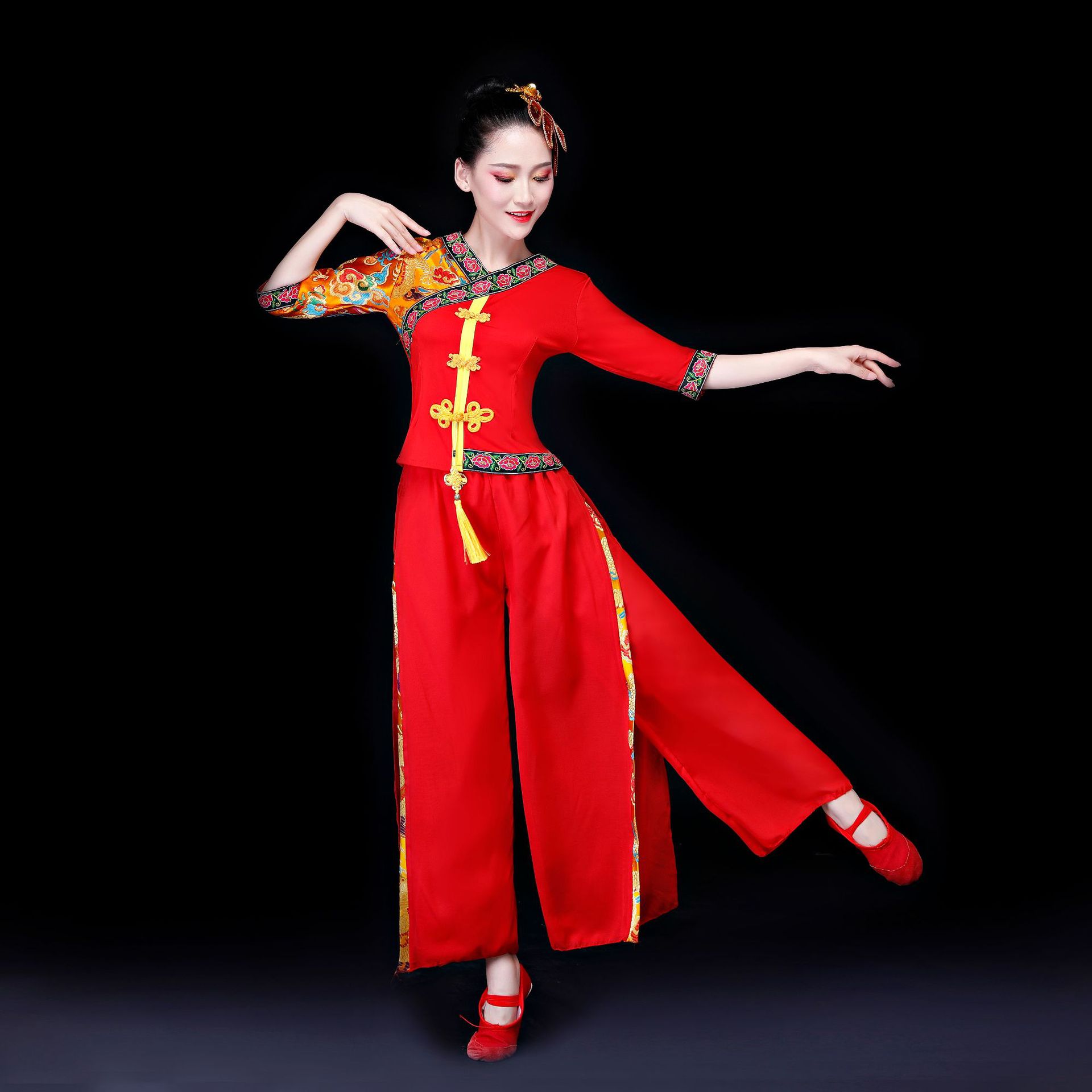 秧歌服演出服女2020新款喜庆打鼓服民族腰鼓队舞蹈服装广场舞套装