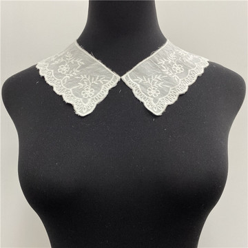 纯棉镂空打孔刺绣对领全棉刺绣水溶花边衣领蕾丝童装女装衬衣对领