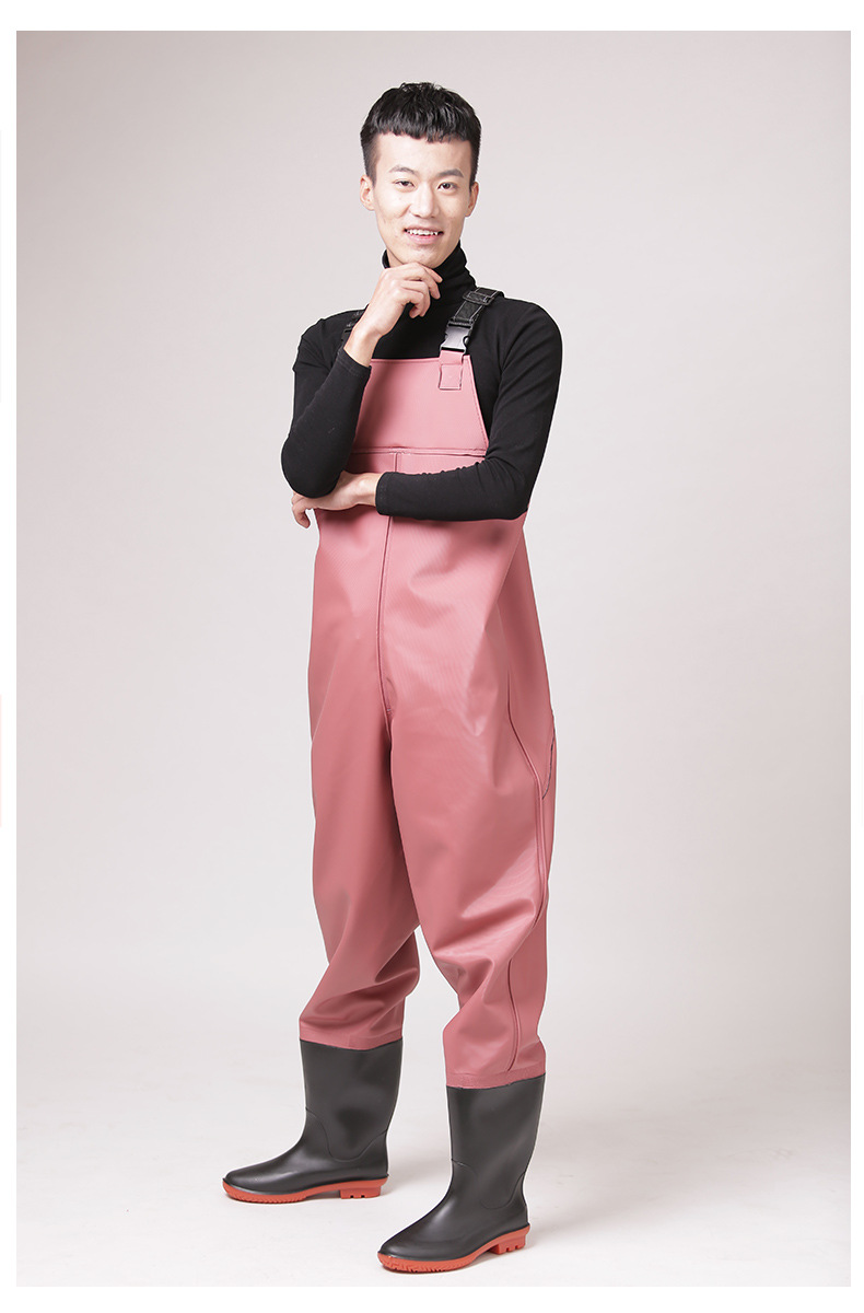 加厚鱼裤水库雨裤防水皮叉柔软半身连体水裤男士捕鱼下水裤