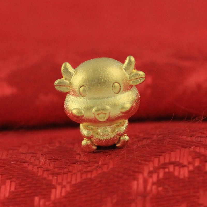 仿黄金生肖牛吊坠2021年新款沙金牛首饰情侣12生肖金牛坠子工厂