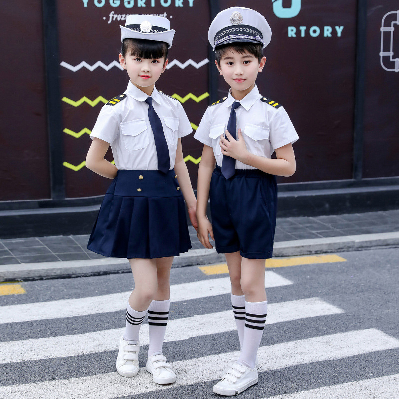 儿童表演服小海军制服男女童水手服套装警察玩具套装角色扮演