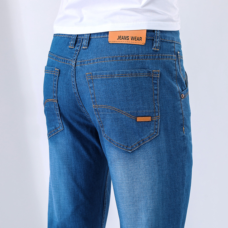 春夏薄款 男士高弹力修身小直筒 男式商务牛仔裤男装长裤子1108