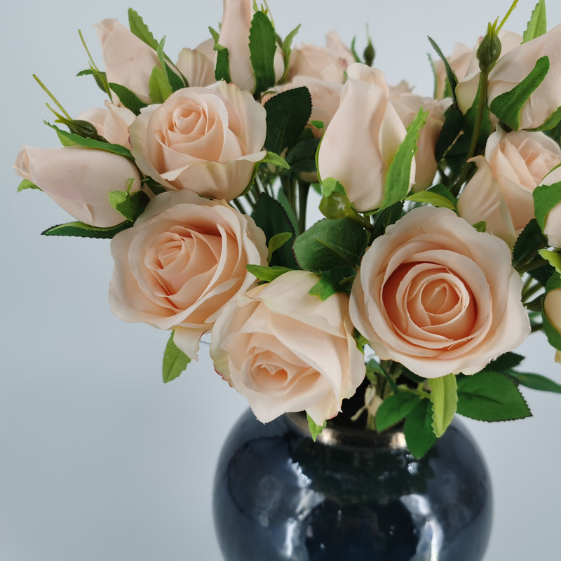 高品质公主玫瑰 仿真西洋3叉玫瑰花 情人节客厅装饰插花单支假花