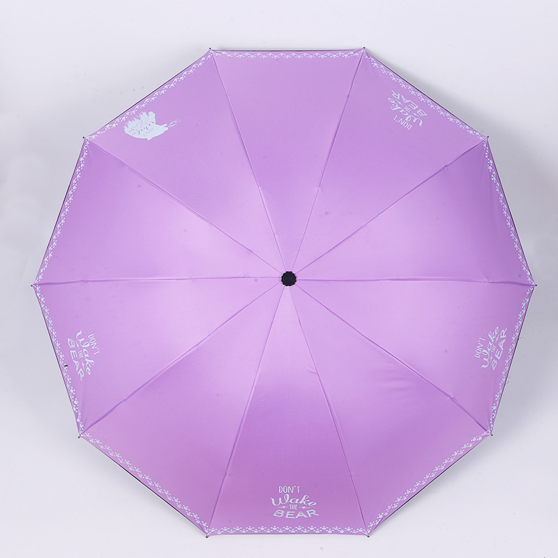 Durable 10 Shares Black Rubber Umbrella Korean Ladies Rain Or Shine Dual-Use Umbrella Creative Gift Umbrella in Stock Wholesale