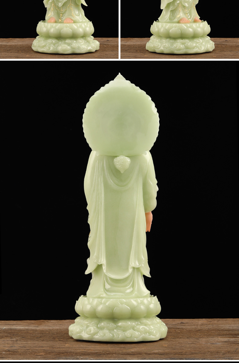 西方三圣汉白玉阿弥陀佛大势至观世音菩萨站立佛像 家用供奉 摆件