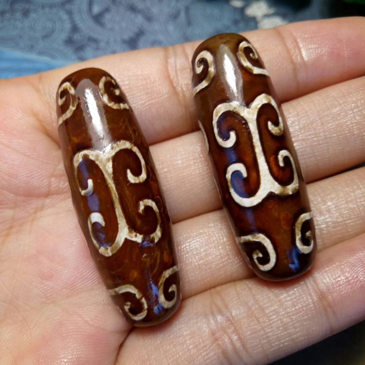 天然天珠 回纹玛瑙金钱珠纹寿散珠diy手工文玩把件手串毛衣链配件