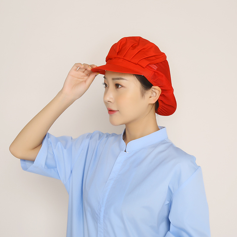 防尘透气半网布工作帽厨房厨师帽服务员帽卫生食品帽男女餐饮帽子