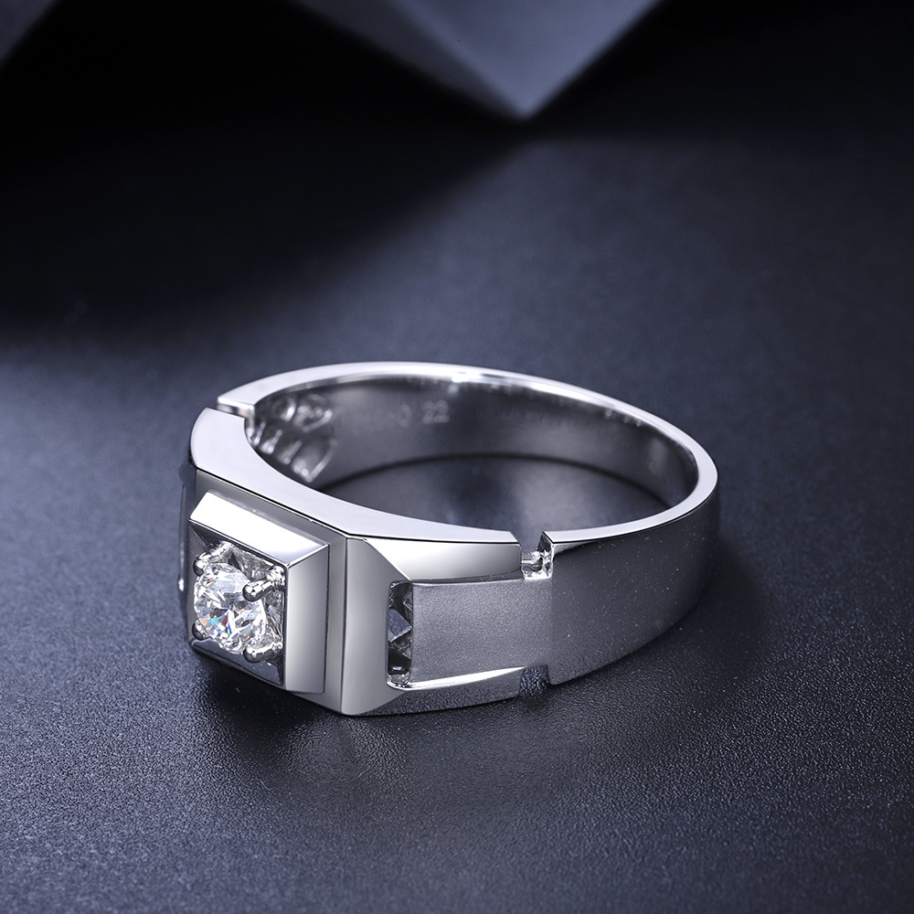 跨境新款pt950铂金钻石男款戒指主钻0.305ct源头厂家支持私人定制