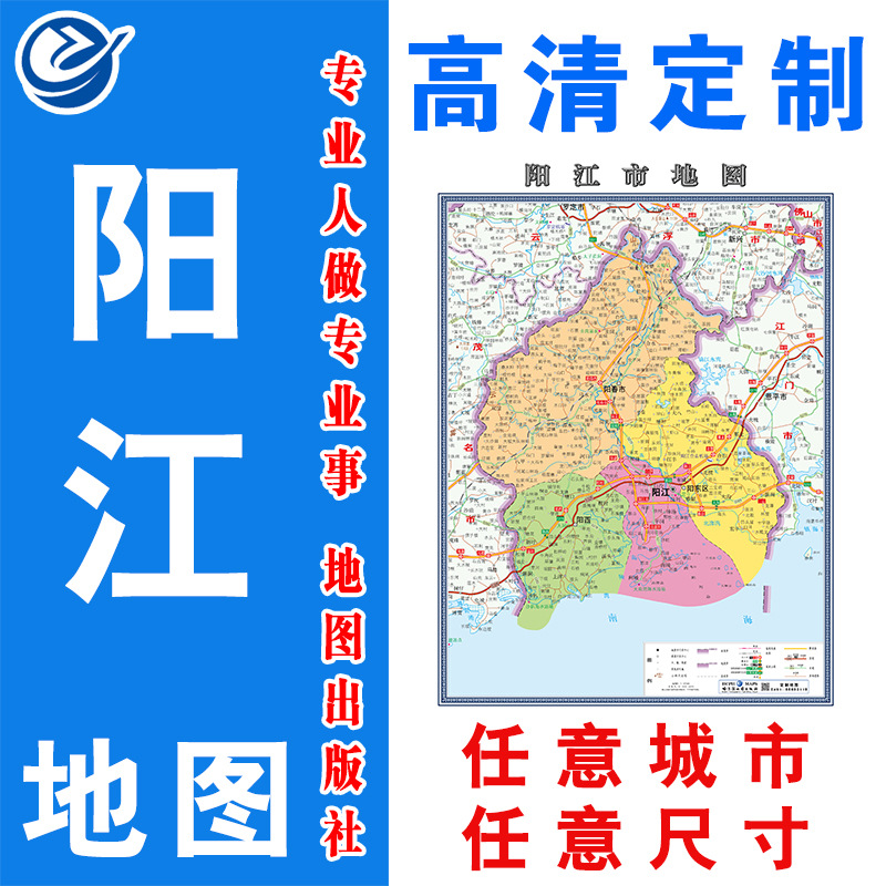 阳江市地图挂图行政交通地形地貌卫星影像城市街区2020办公室定制