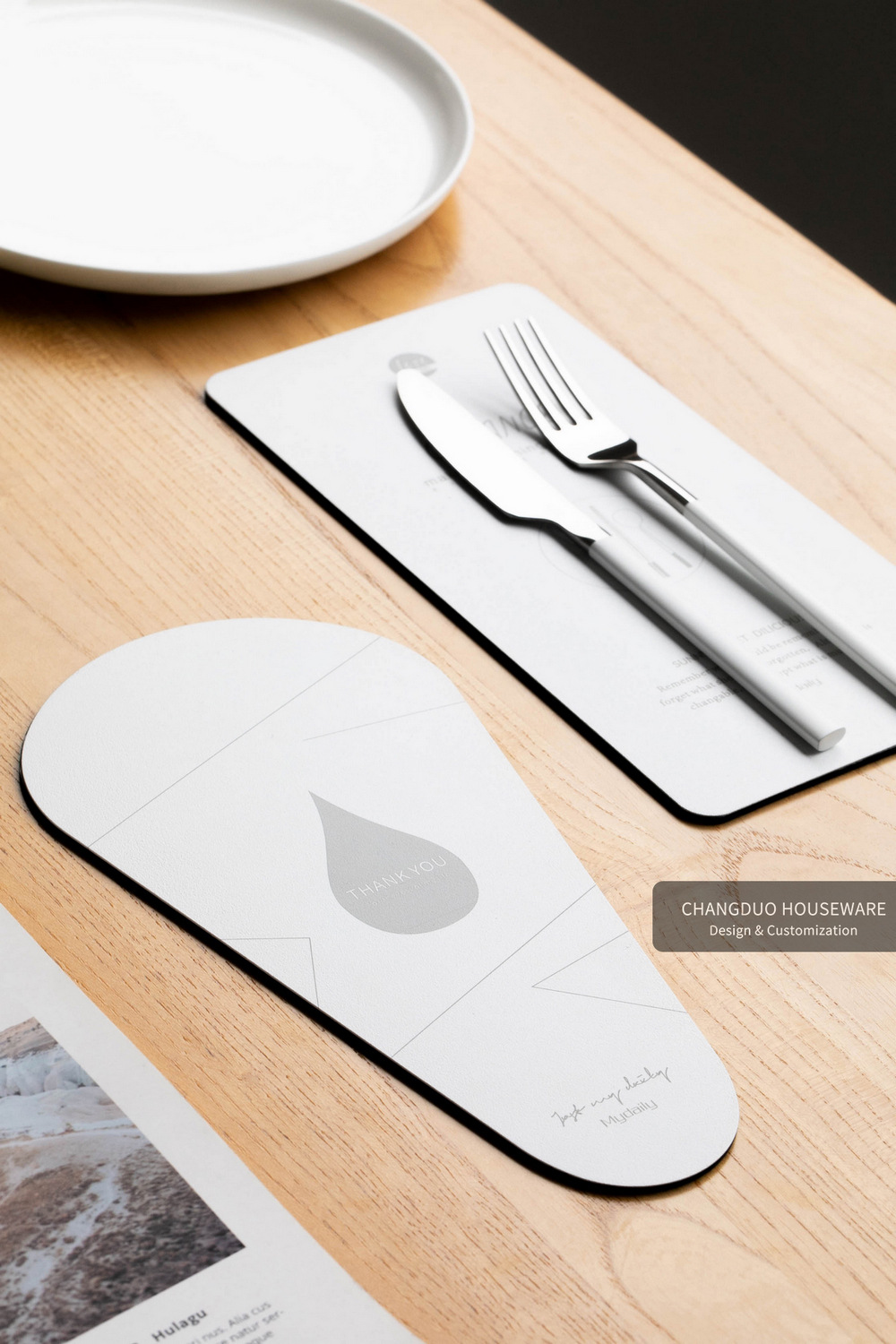 ins原创设计餐垫不锈钢黑白粉绿色磨砂面ins北欧风杯垫毛巾垫定制