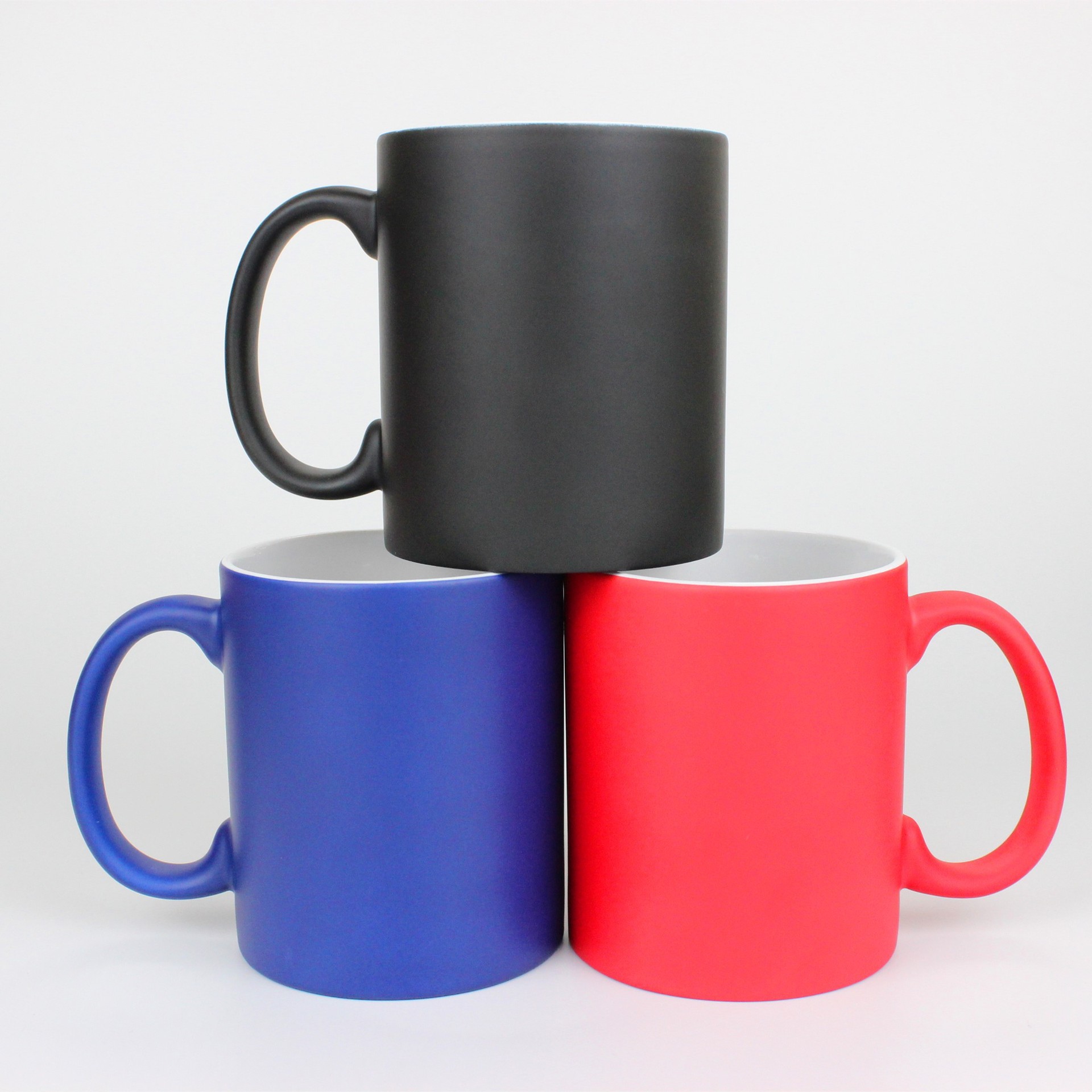 批发创意礼品陶瓷变色马克杯定制热转印涂层心把星空磨砂变色杯