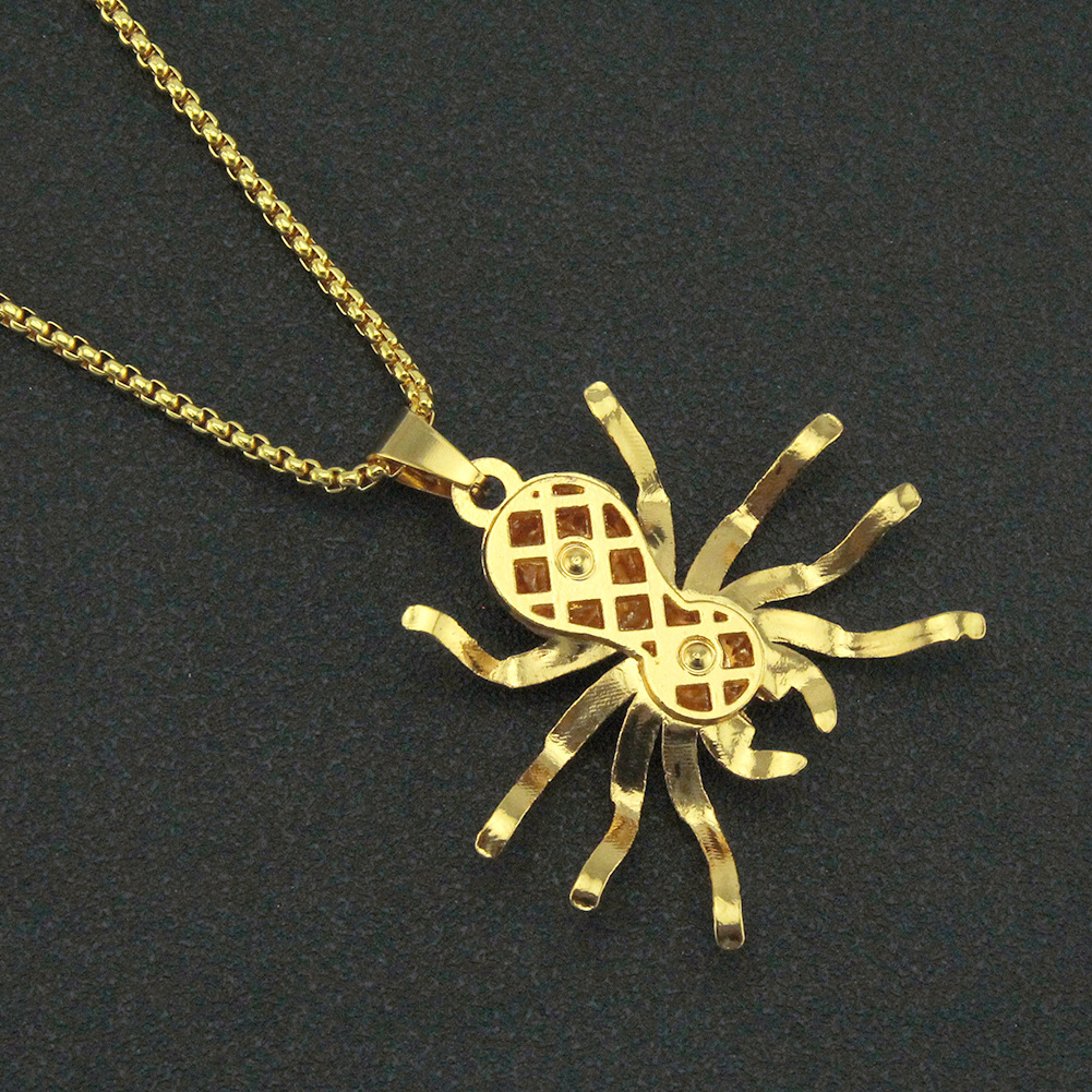 欧美ins网红满钻立体大蜘蛛吊坠项链 百搭男女潮款嘻哈配饰挂件