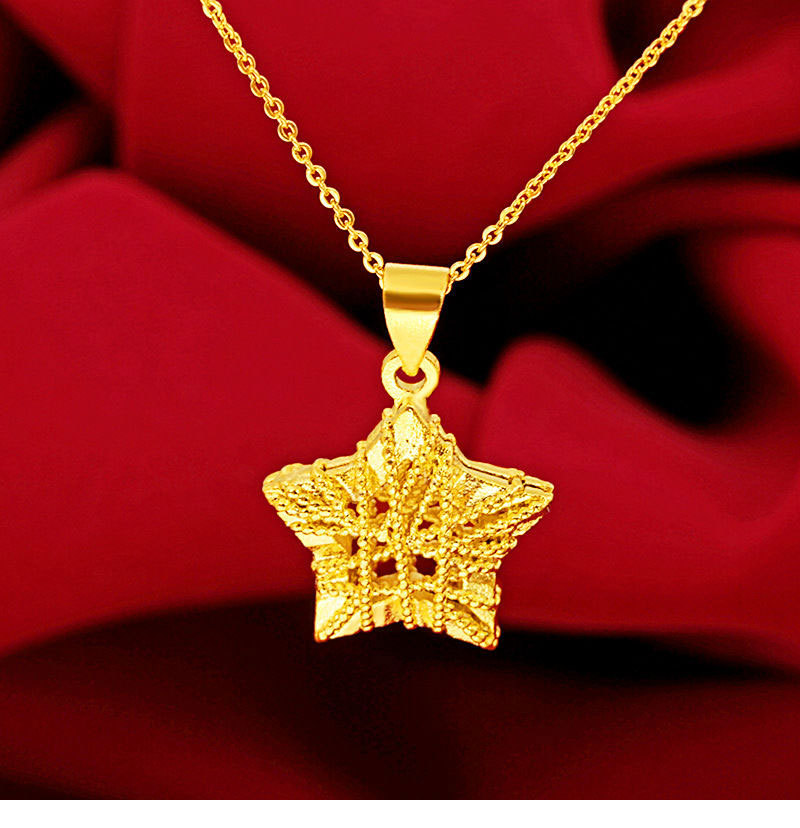 越南沙金金丝大五角星吊坠久不褪色正品纯正品女士吊坠仿真磨砂真