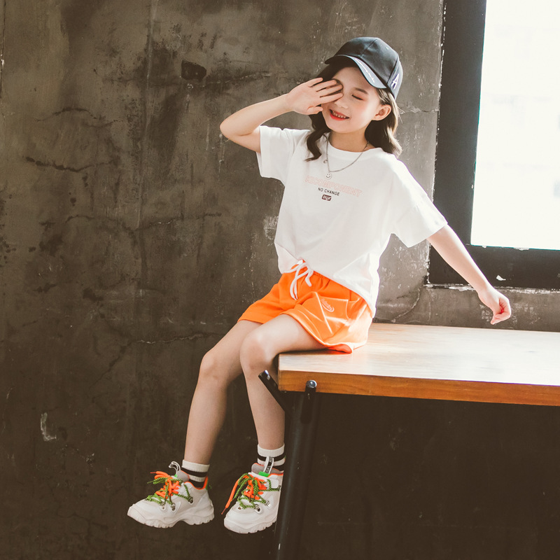 女童2022新款韩版套装夏季儿童运动休闲装小女孩洋气短袖两件套潮