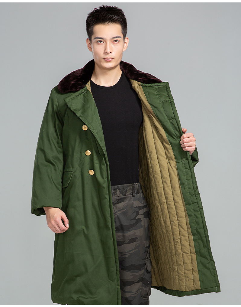 过检原棉军大衣现货保安防寒服足5斤厚棉大衣军绿85男式白棉花