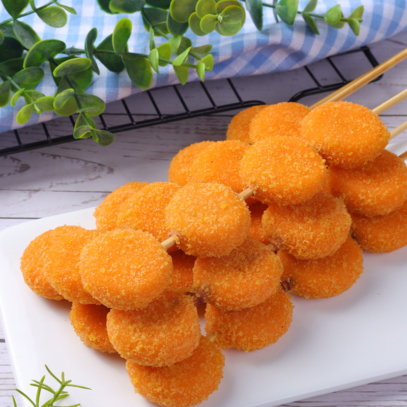 南瓜饼串素菜串紫薯饼串烧烤南瓜饼甜品点心南瓜球果蔬串油炸小吃