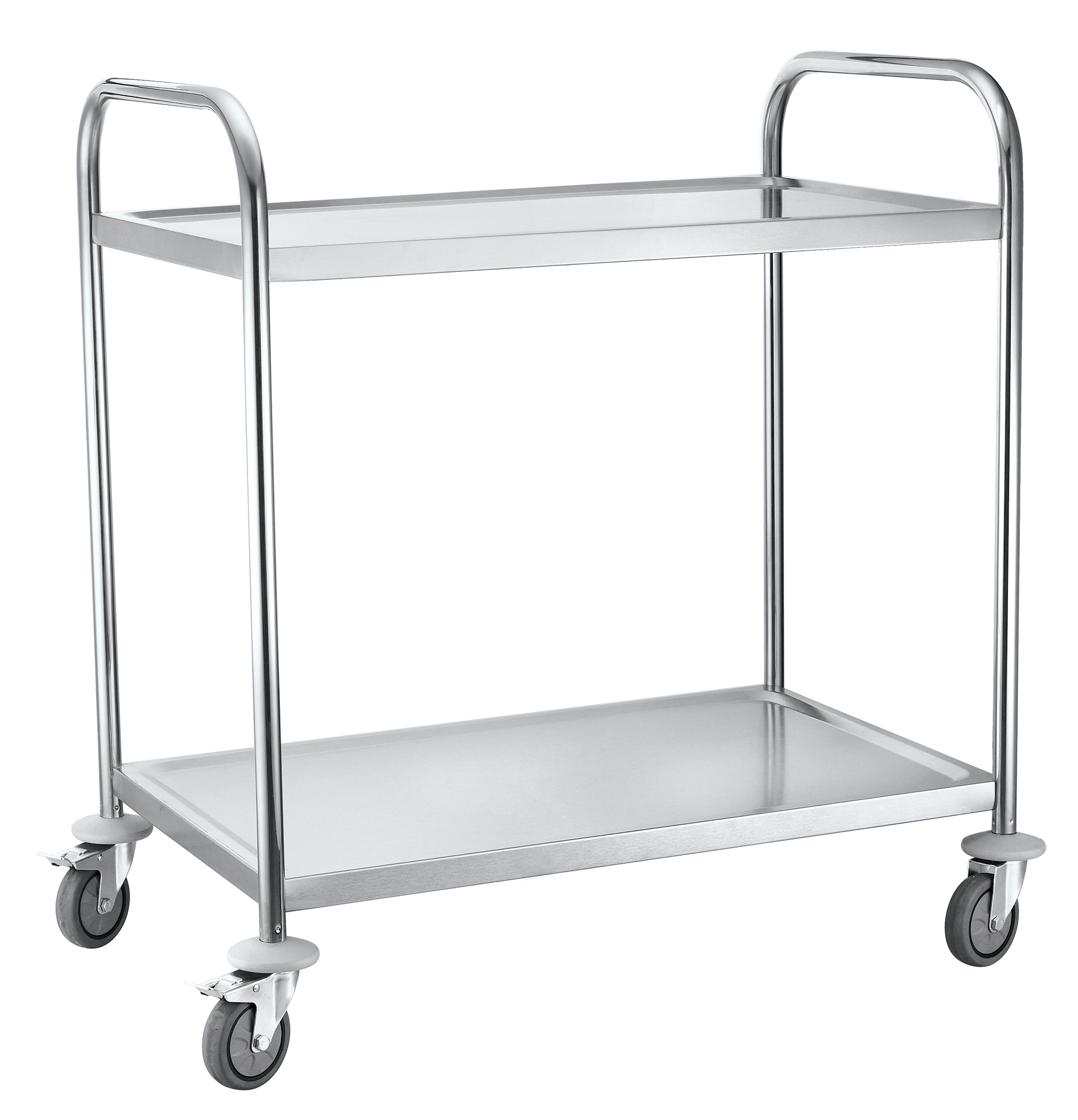 厂家生产不锈钢圆管二层餐车二层手推车酒店移动不锈钢201手推车