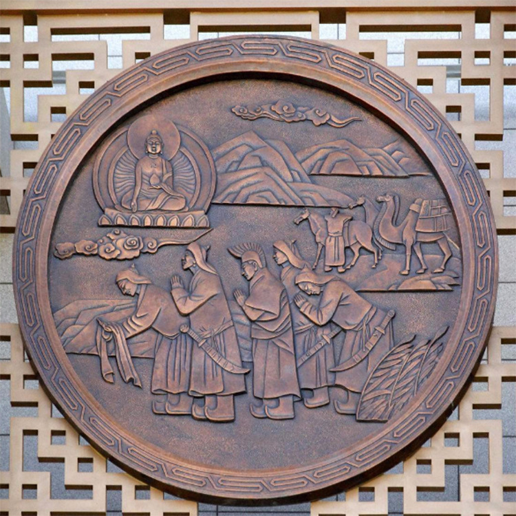 锻铜浮雕画 黄铜 紫铜山水浮雕 学校广场医院铜板画