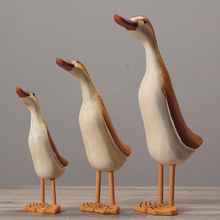 北欧风格鸭子木质动物套三鸭造型工艺品 家居装饰摆件创意礼物汽