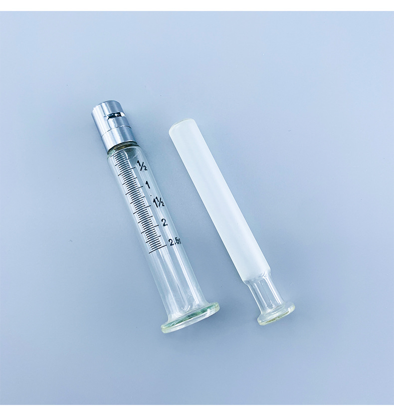 2.5ml蓝芯鲁尔锁紧金属头可换可脱卸非一次性玻璃注射器 针筒针管