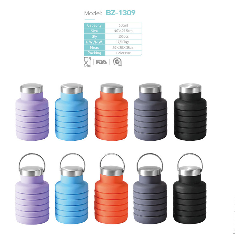 Silicone Cup Retractable Water Bottle Foldable Water Cup Outdoor Sports Travel Portable Water Bottle Water Cup Portable Cup Water Bottle