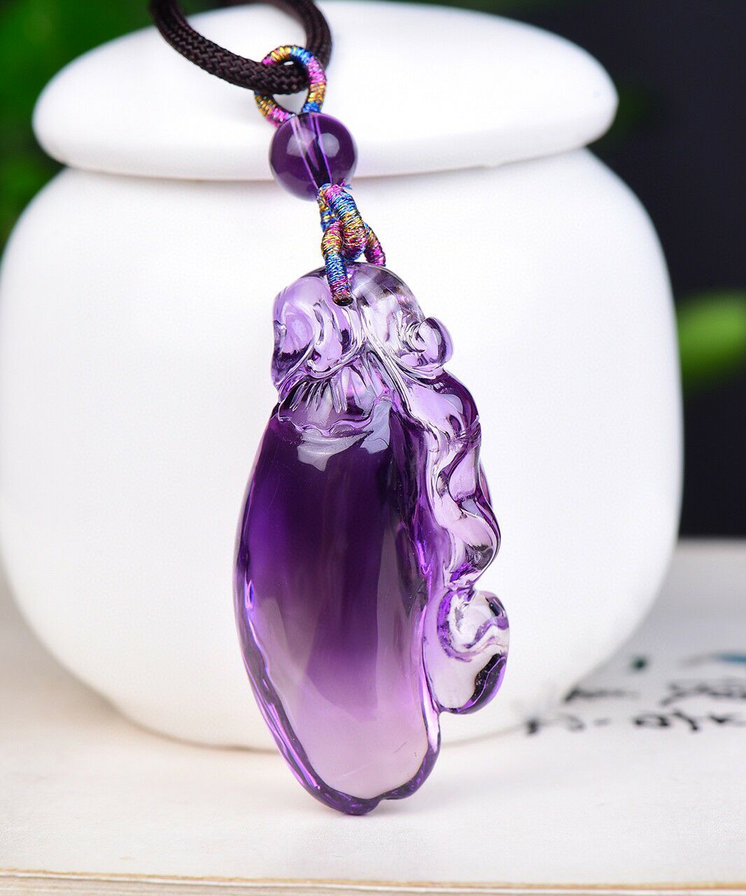 丹利水晶 紫水晶吊坠 紫水晶雕刻葫芦吊坠