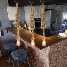 北欧吊灯餐厅吧台美式吊灯创意个性diy麻绳吊灯客厅灯具一件代发