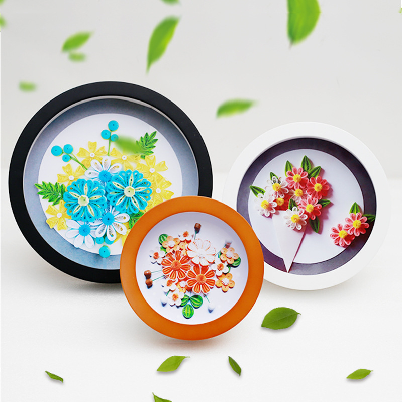 圆形立体相框创意手工diy衍纸装裱蝴蝶干花粘土标本中空加厚画框