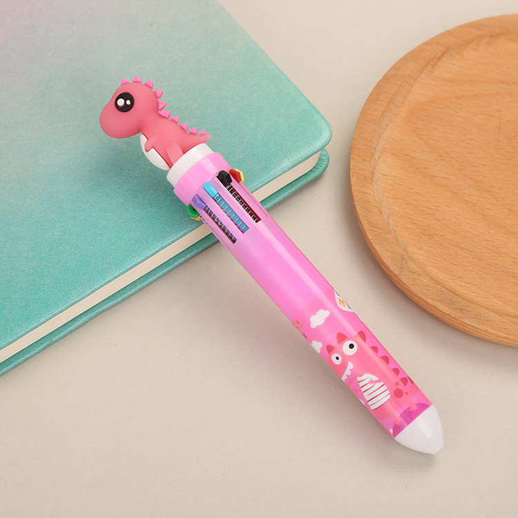 Korean Stationery Ten-Color Ballpoint Pen Girl Heart Retractable Ballpoint Pen Ballpoint Pen Cartoon Student Pen Graffiti Painting Brush