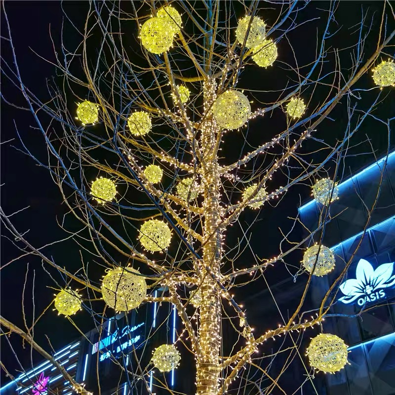 led藤球灯防水户外圆球灯景观圣诞节日装饰灯挂树灯街道亮化彩灯