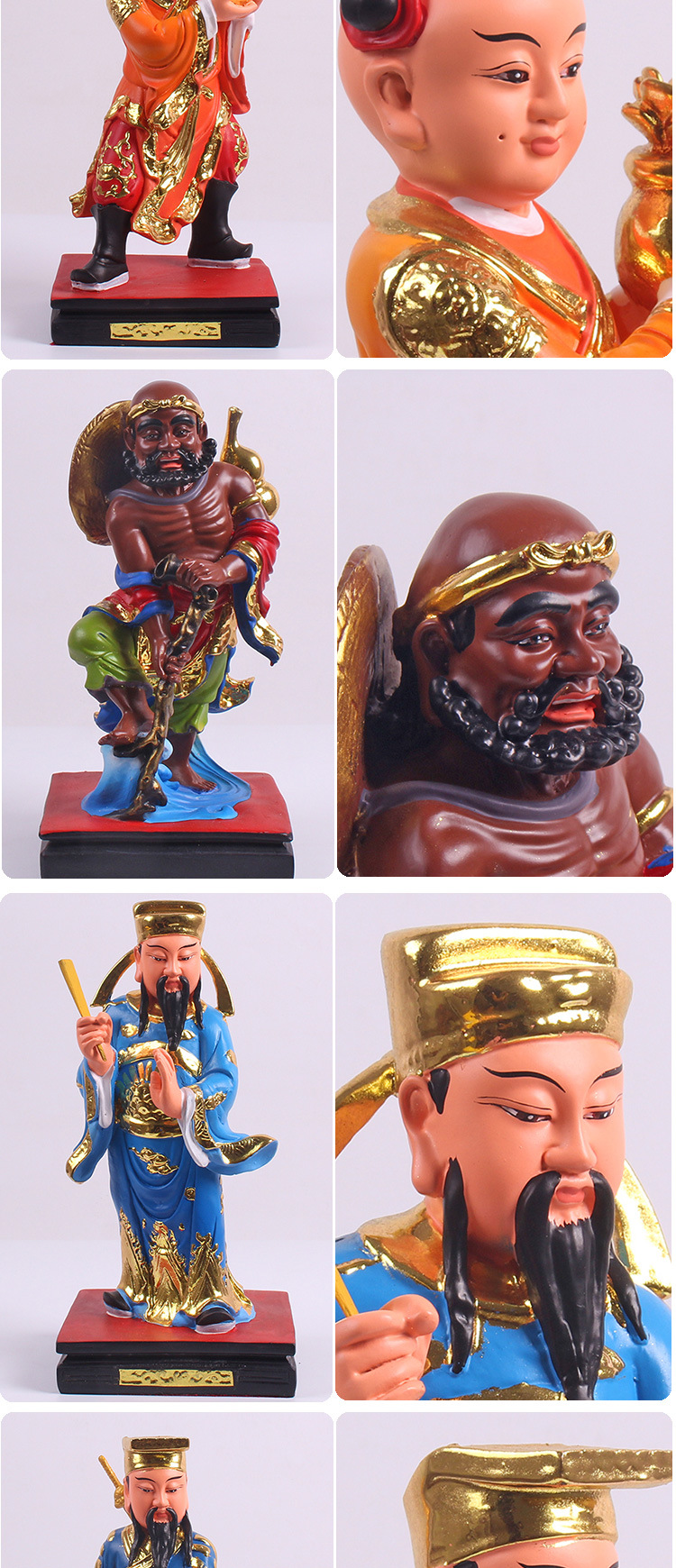 八仙神像12英寸树脂彩绘家用供奉吕洞宾何拐李八仙过海像