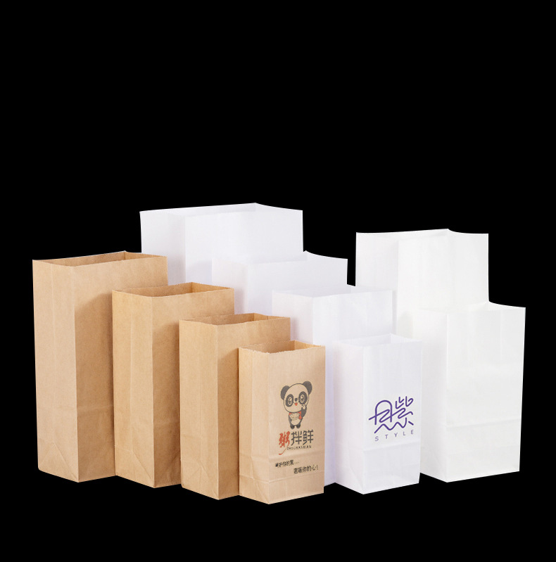 Disposable Kraft Paper Bag Milk Tea Takeaway Packing Bag Gift Packaging Bag Baking Bread Hamburger Grocery Bag Wholesale